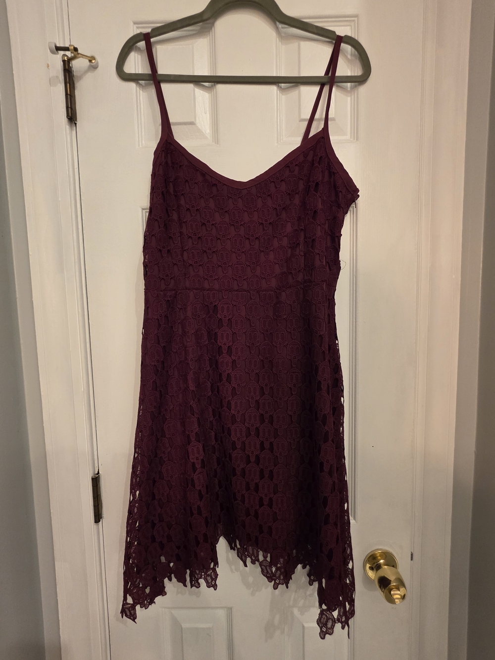 Hot Topic Plum Skeleton Pattern Lace Dress with Adjustable Spaghetti Straps